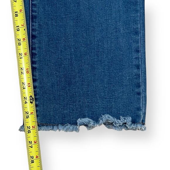 John Mark Jeans Womens 14 Crop Wide Leg Frayed Hem Blue Jeans Patch Pockets - Picture 10 of 10